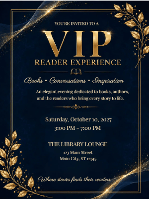 VIP Reader Experience Invitation Gold Black VIP Book Event