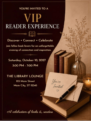 VIP Reader Experience Invitation Gold Black VIP Book Event