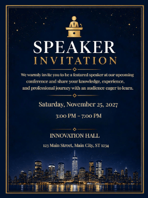 Guest Speaker Invitation Gold Speaker Event Invitation