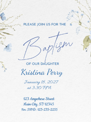 Blue Baptism Invitation customizable template