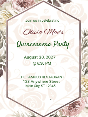 Rustic Purple Floral Quinceañera Birthday Invitation customizable template
