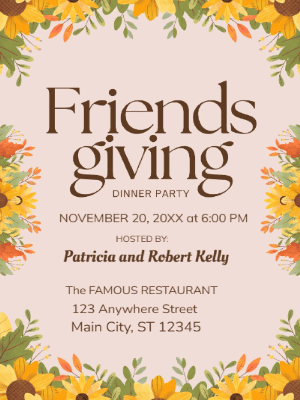 Fall Friendsgiving  Invitation customizable template