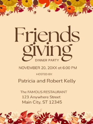 Fall Friendsgiving  Invitation customizable template
