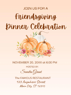 Fall Friendsgiving  Invitation customizable template
