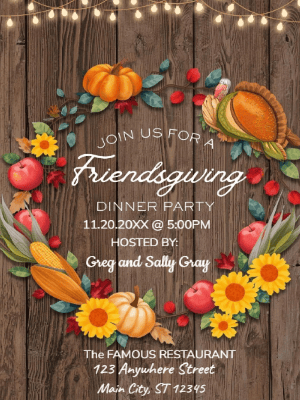 Fall Friendsgiving  Invitation customizable template