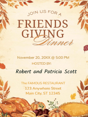 Fall Friendsgiving  Invitation customizable template