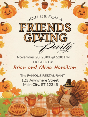Fall Friendsgiving  Invitation customizable template
