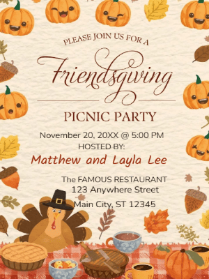 Fall Friendsgiving  Invitation customizable template