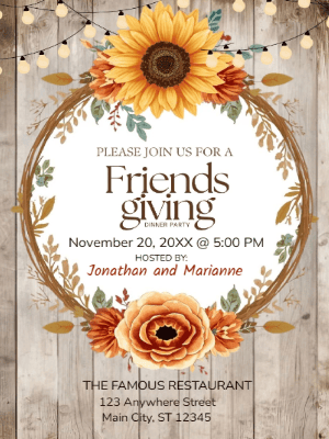 Fall Friendsgiving  Invitation customizable template