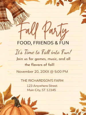 Fall Party Invitation customizable template