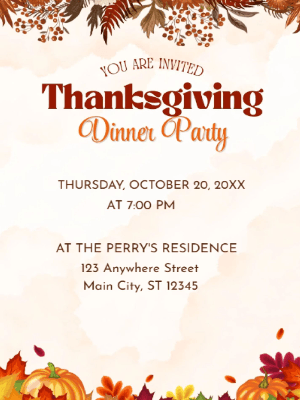 Thanksgiving Party Invitation customizable template