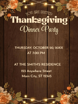 Thanksgiving Dinner Party Invitation customizable template