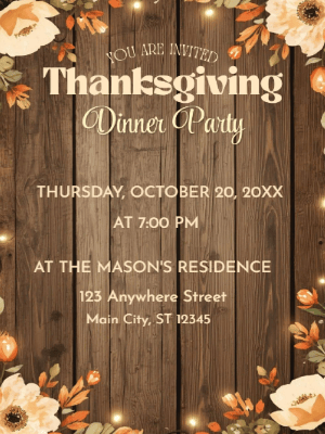 Thanksgiving Dinner Party Invitation customizable template