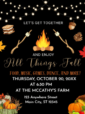 Thanksgiving Dinner Floral Fall Party Invitation customizable template