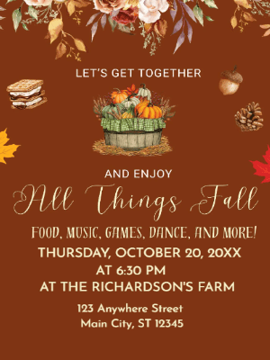 Thanksgiving Dinner Floral Fall Party Invitation customizable template