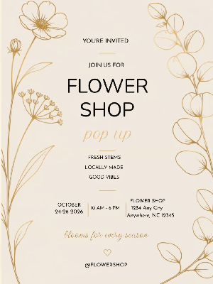 Pop-up Floral Shop Invitation