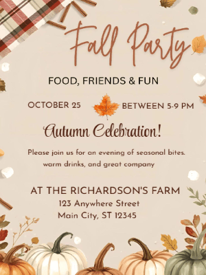 Floral Fall Party Invitation customizable template