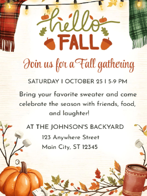 Floral Fall Party Invitation customizable template