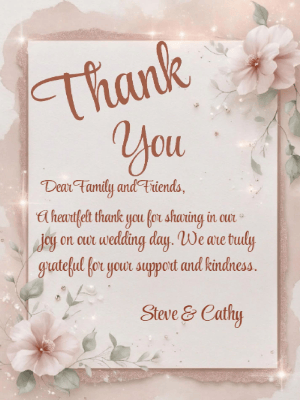 Elegant Purple Floral Wedding Thank You Invitation customizable template