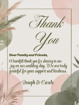 Boho Floral Floral Wedding Thank You Invitation customizable template