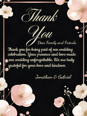 Elegant Modern Peach Floral Wedding Thank You Invitation customizable template