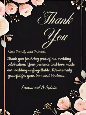 Elegant Modern Peach Floral Wedding Thank You Invitation customizable template
