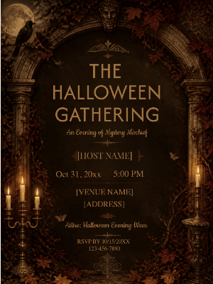 Halloween Gathering Adult Invitation customizable template