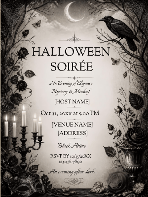 Halloween Soiree Adult Invitation customizable template