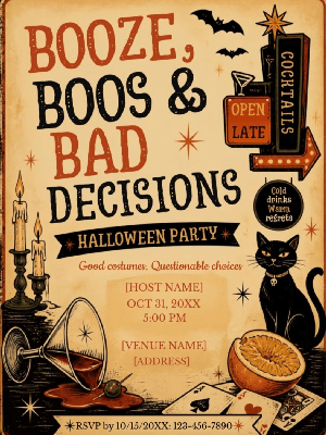 Halloween Adult Invitation customizable template