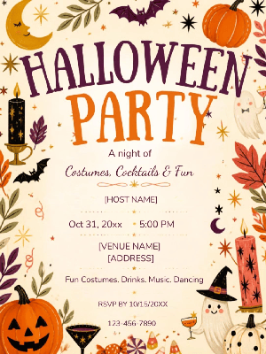 Halloween Adult Invitation customizable template