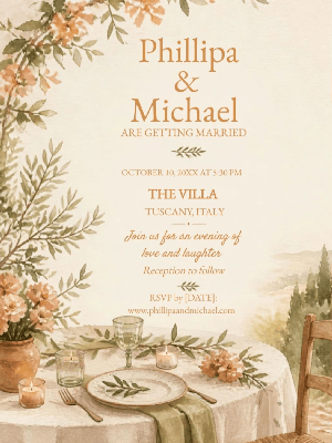 Italian Riviera Inspired Wedding Invitation customizable template