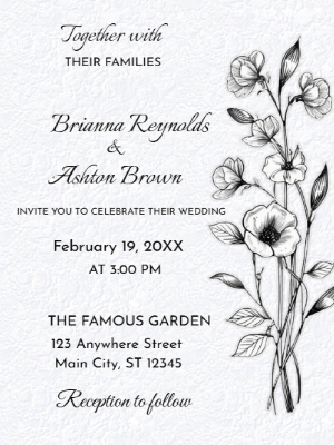 Minimalist Elegant Floral Wedding Invitation customizable template