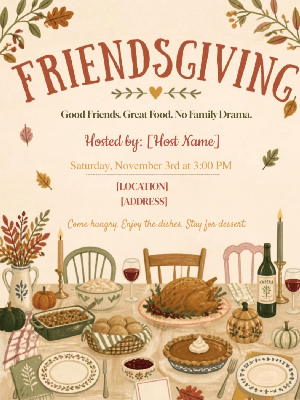 Friendsgiving Party Invitation customizable template