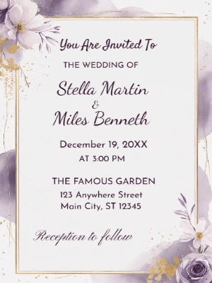 Elegant Purple Floral Wedding Invitation customizable template