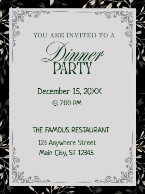 Minimalist Black Beige Dinner Party Invitation customizable template