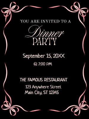 Minimalist Pink and Black Dinner Party Invitation customizable template