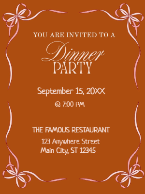 Minimalist Brown and White Dinner Party Invitation customizable template