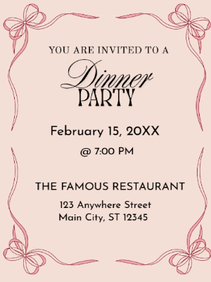Minimalist Pink Beige Dinner Party Invitation customizable template