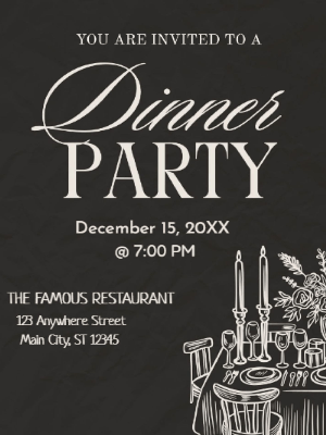 Minimalist White and Gray Dinner Party Invitation customizable template