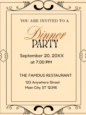 Minimalist Beige Dinner Party Invitation customizable template