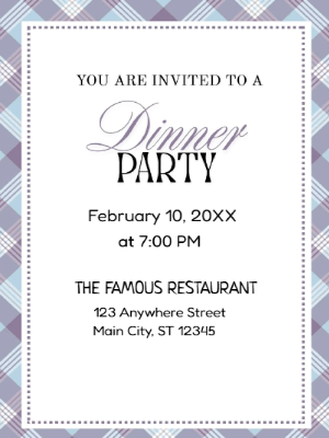 Blue Gingham Dinner Party Invitation customizable template