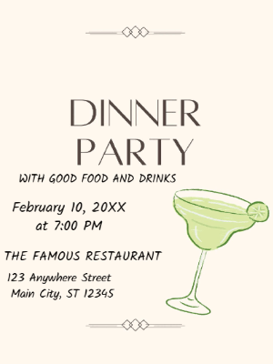 Minimalist Dinner Party Invitation customizable template