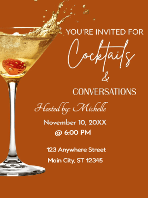 Modern Brown White Cocktail Party Invitation customizable template