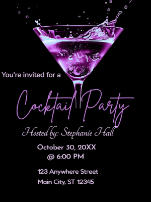 Black, Purple Cocktail Party Invitation customizable template