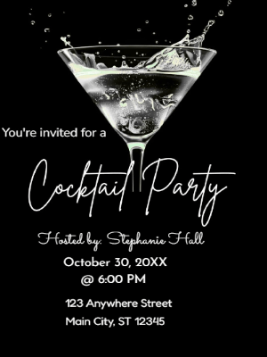 Black White Cocktail Party Invitation customizable template