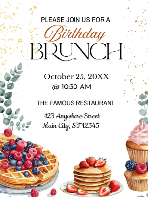 Pink and White Brunch Party Invitation customizable template