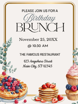 Pink and White Brunch Party Invitation customizable template
