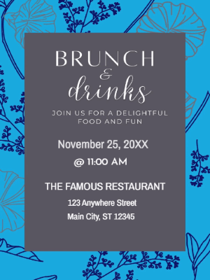 Blue Gray Brunch Party Invitation customizable template