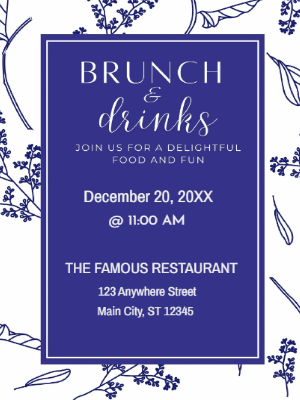 White and Blue Brunch Party Invitation customizable template