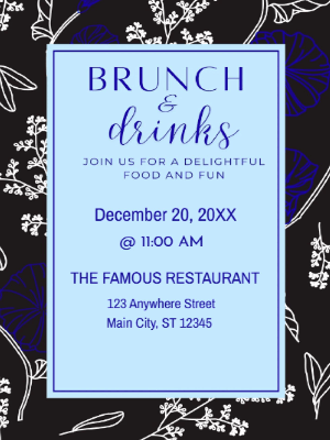 Black and Blue Brunch Party Invitation customizable template